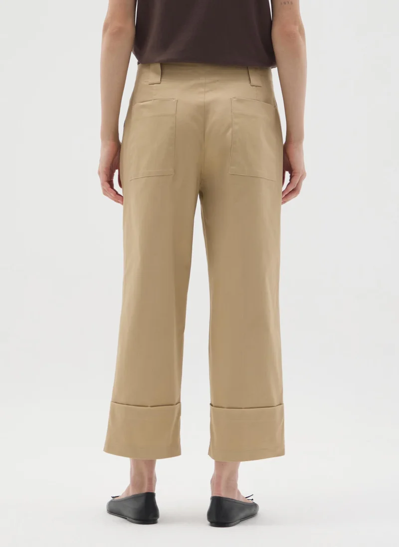 Ovs  OVS Beige Cotton Trousers Regular Fit for Women | Best Price UAE